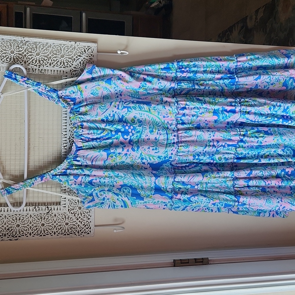 Lilly Pulitzer Blue Pink Green Paisley Tiered Sundress - Picture 8 of 15